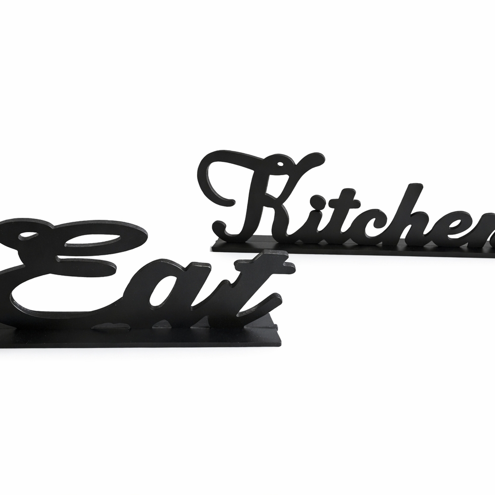 Black Kitchen Decor Sign Set